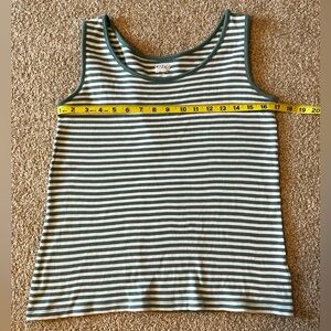 Lands' End Green and White Striped Tank Top
